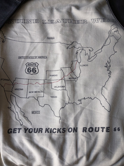 Origineel Route 66 dubbelzijdig leren gilet met drukknopen. Zwart. Maat M / L.