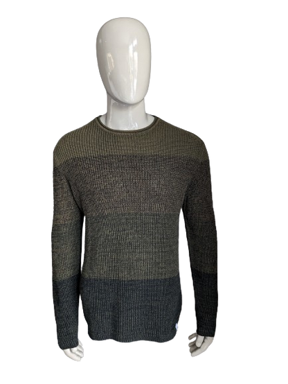Pull Only & Sons. Vert noir mélangé. Taille XL.