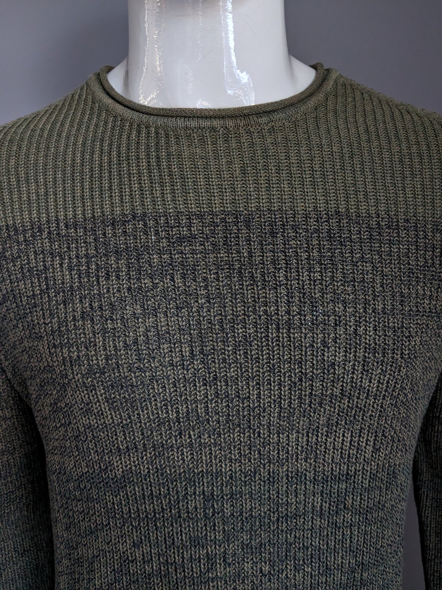 Pull Only & Sons. Vert noir mélangé. Taille XL.
