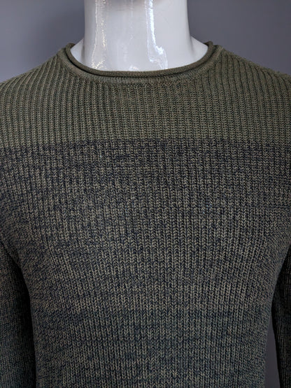 Pull Only & Sons. Vert noir mélangé. Taille XL.