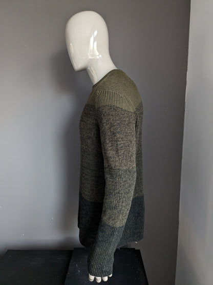 Pull Only & Sons. Vert noir mélangé. Taille XL.