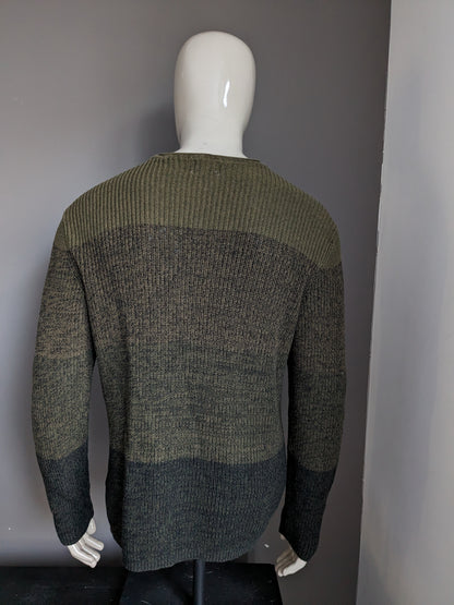 Pull Only & Sons. Vert noir mélangé. Taille XL.