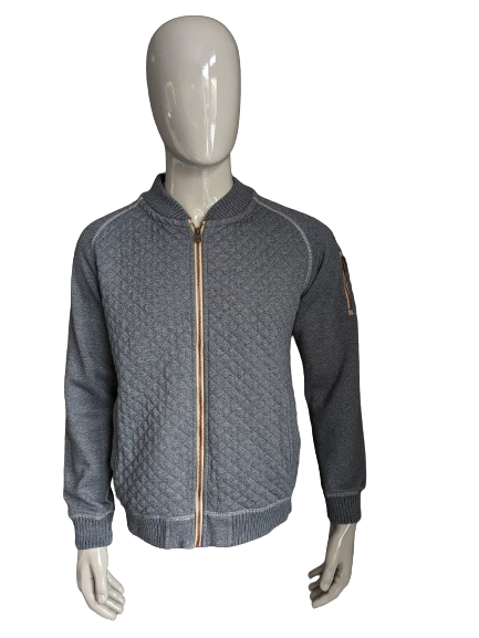 Cardigan Silvercreek avec motif tactile. Gris. Taille XL.