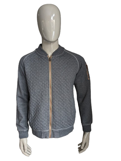 Cardigan Silvercreek avec motif tactile. Gris. Taille XL.