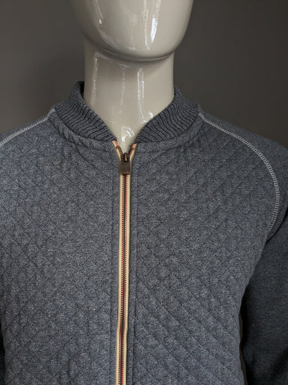 Cardigan Silvercreek avec motif tactile. Gris. Taille XL.