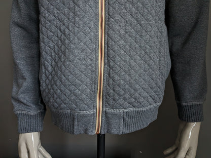 Cardigan Silvercreek avec motif tactile. Gris. Taille XL.