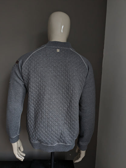 Cardigan Silvercreek avec motif tactile. Gris. Taille XL.