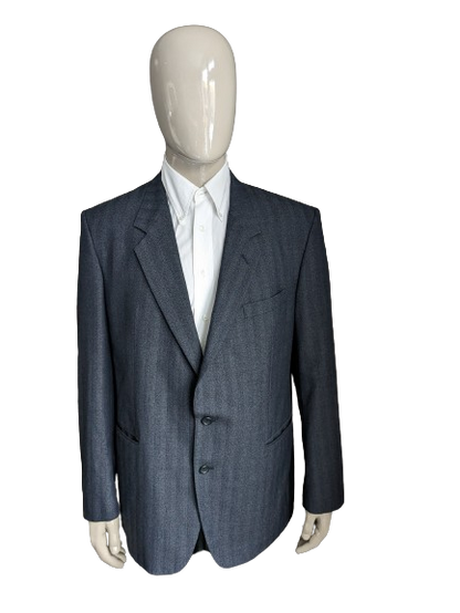 Veste en laine Varteks. Motif chevrons gris noir. Taille 56/XL. 45% laine.