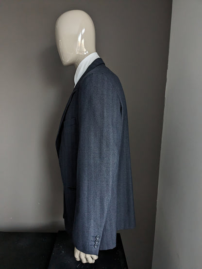 Veste en laine Varteks. Motif chevrons gris noir. Taille 56/XL. 45% laine.