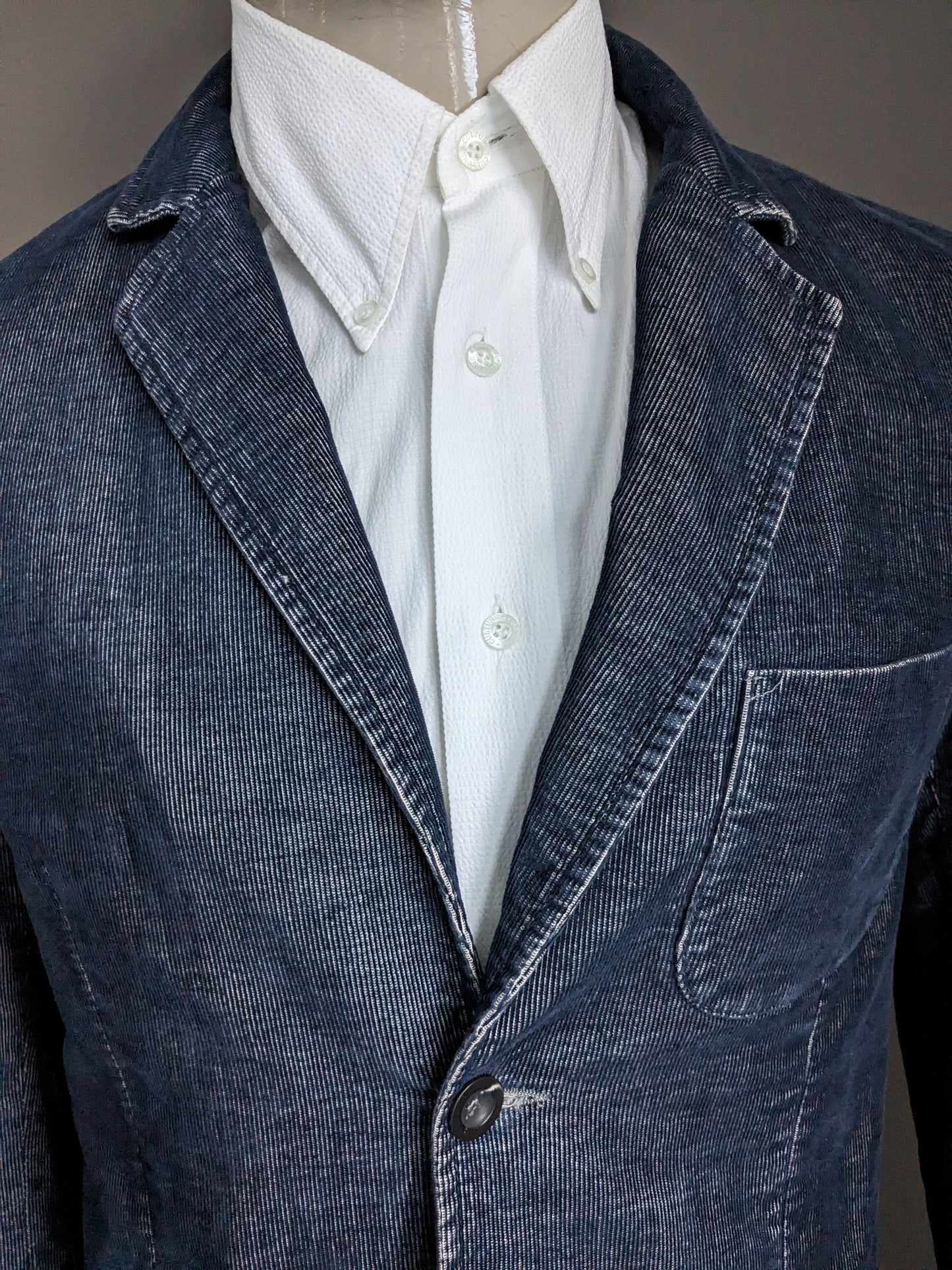 Veste côtelée Novembre II. Bleu foncé/gris. Taille 52 / L. Coupe Slim.