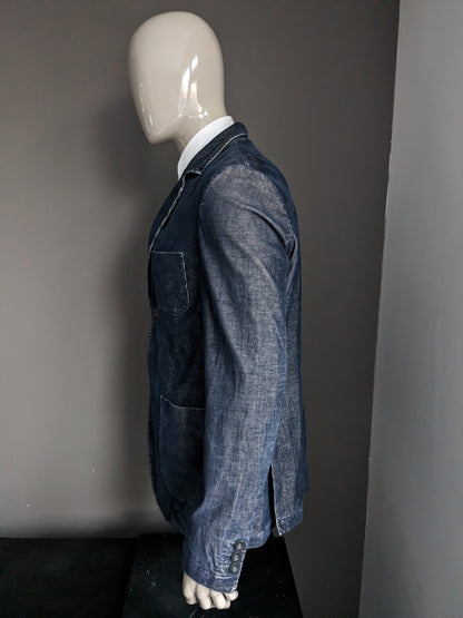 Veste côtelée Novembre II. Bleu foncé/gris. Taille 52 / L. Coupe Slim.