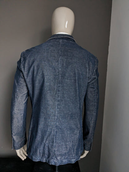 Veste côtelée Novembre II. Bleu foncé/gris. Taille 52 / L. Coupe Slim.