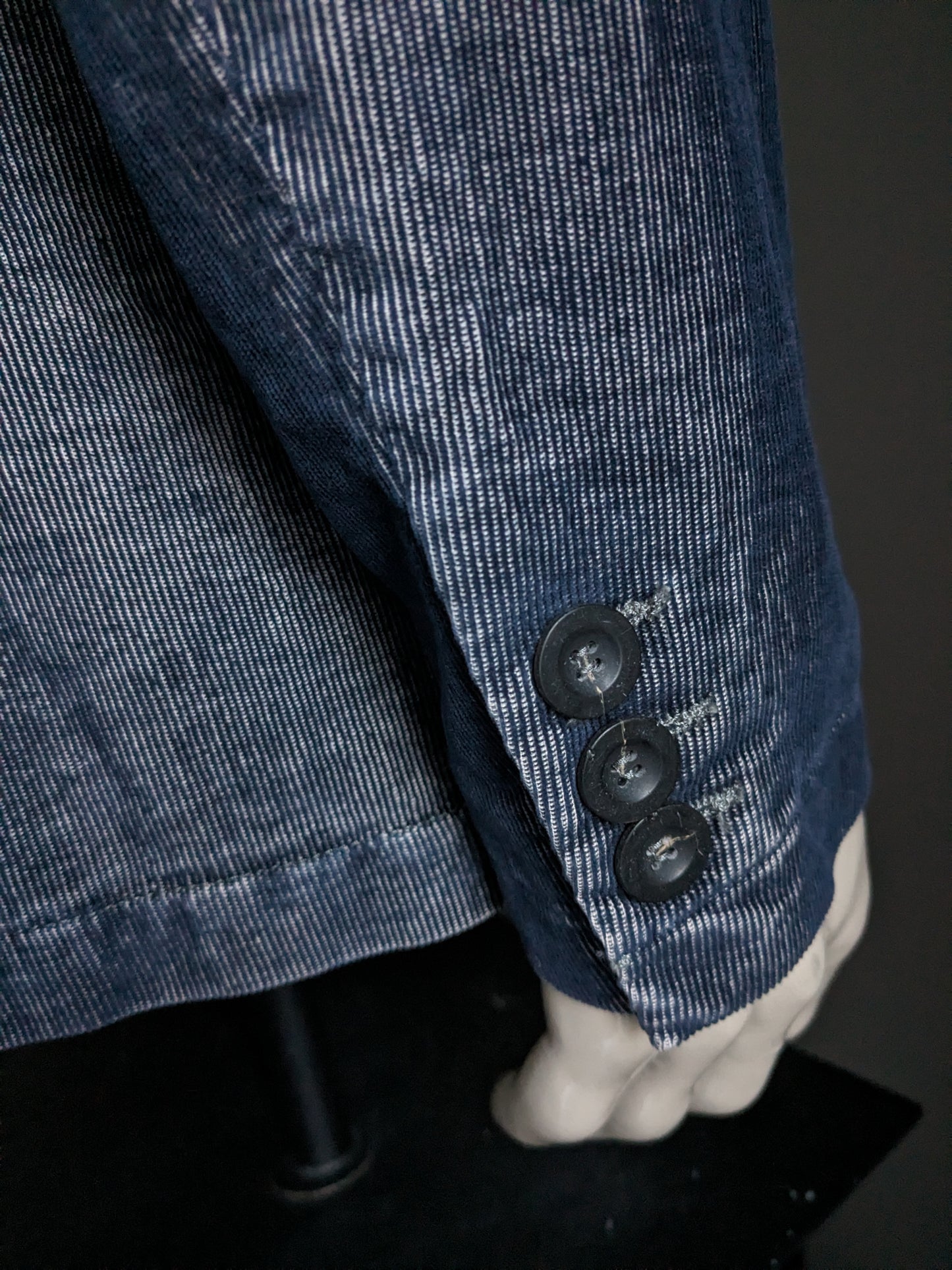 Veste côtelée Novembre II. Bleu foncé/gris. Taille 52 / L. Coupe Slim.