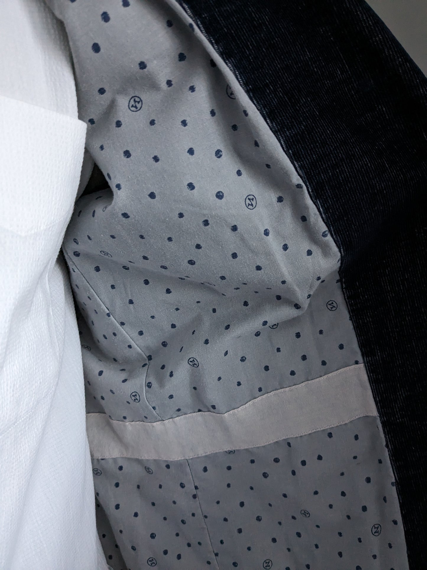 Veste côtelée Novembre II. Bleu foncé/gris. Taille 52 / L. Coupe Slim.
