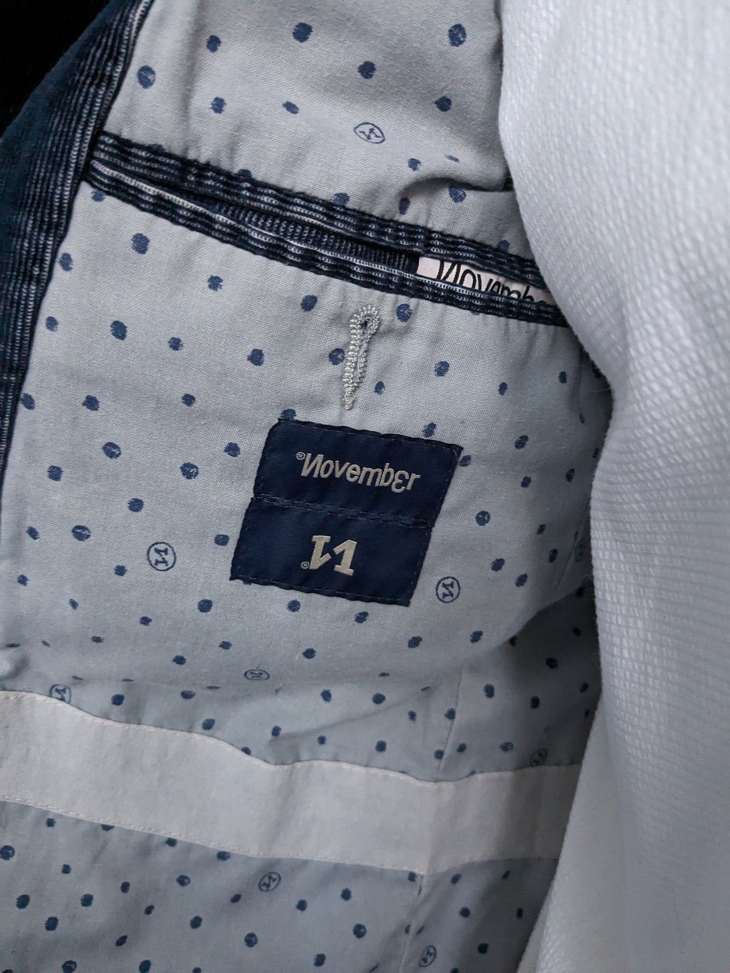 Veste côtelée Novembre II. Bleu foncé/gris. Taille 52 / L. Coupe Slim.
