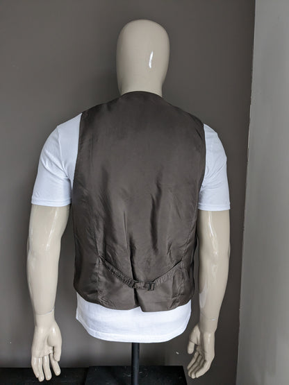 Gilet. Bruin Zwart geruit met Blauw Rood Groen puntjes. Maat L.