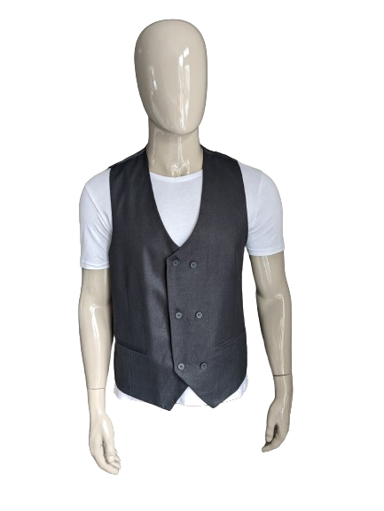 Double Breasted waistcoat. Gray striped. Size L.