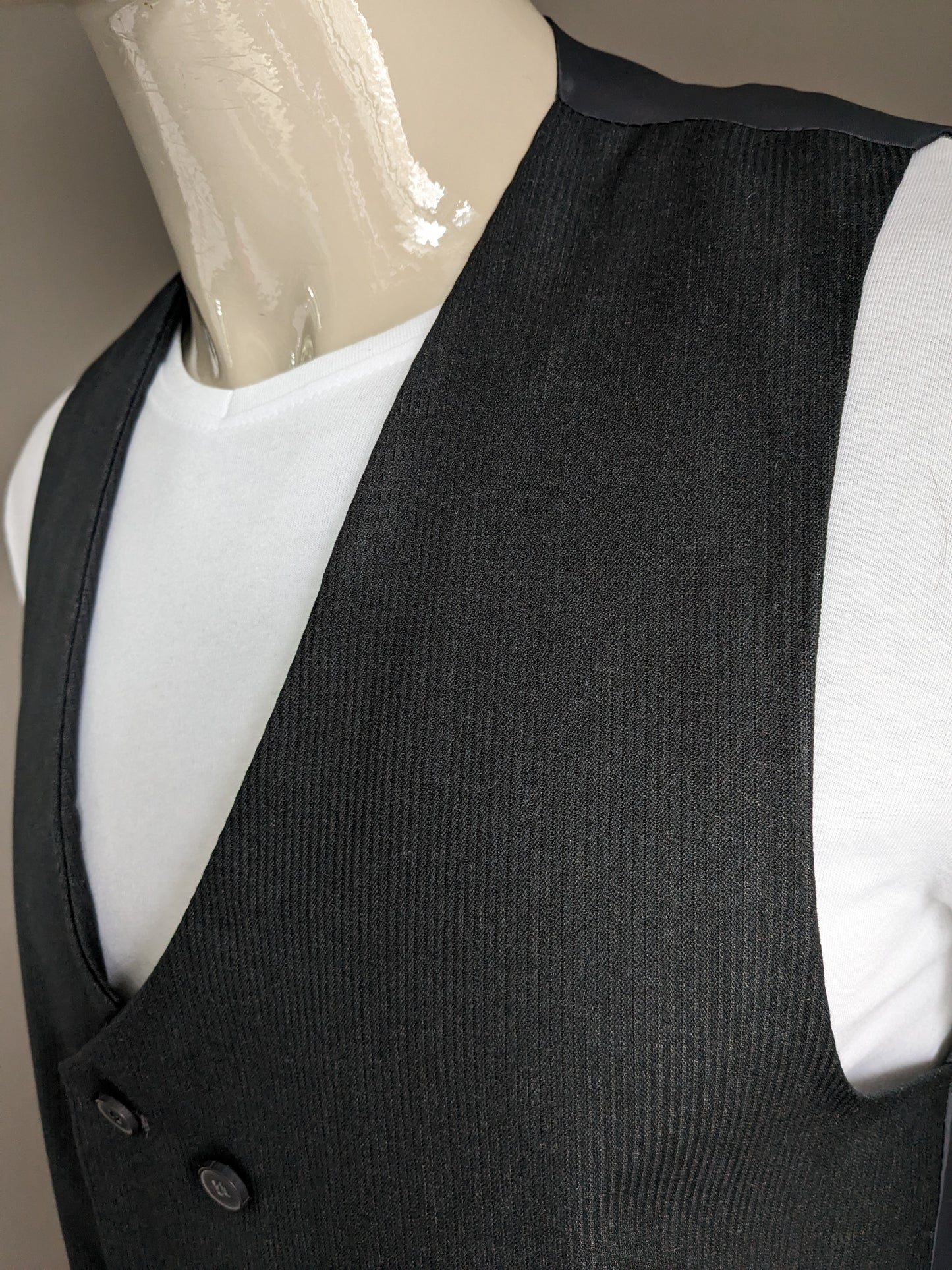 Double Breasted waistcoat. Gray striped. Size L.