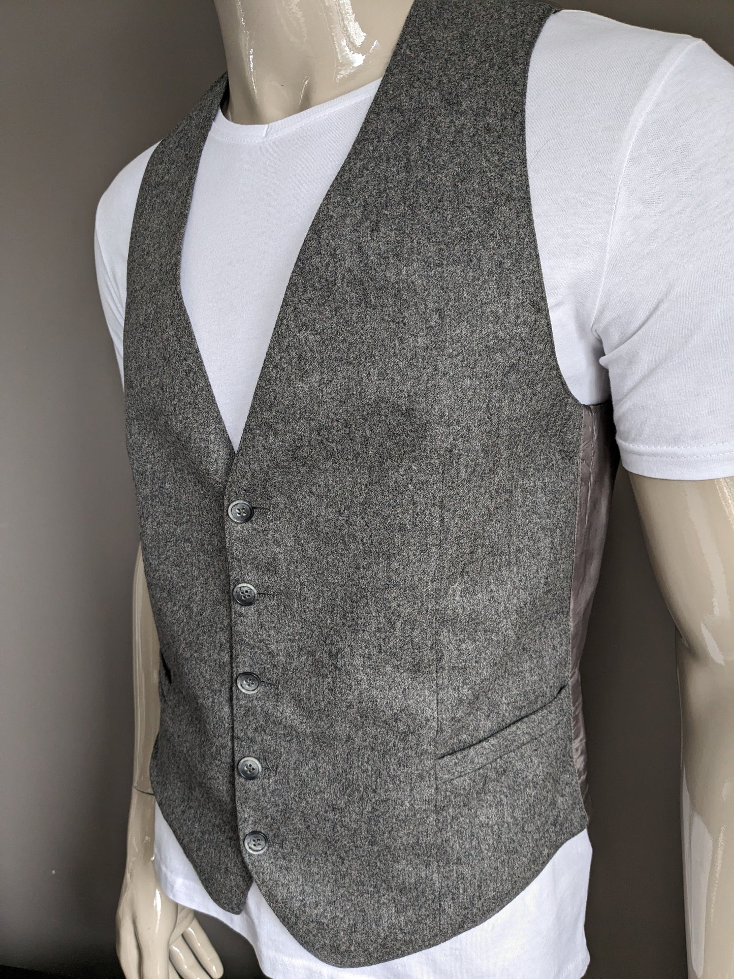 Woolen waistcoat. Gray mixed. Size M. #326.