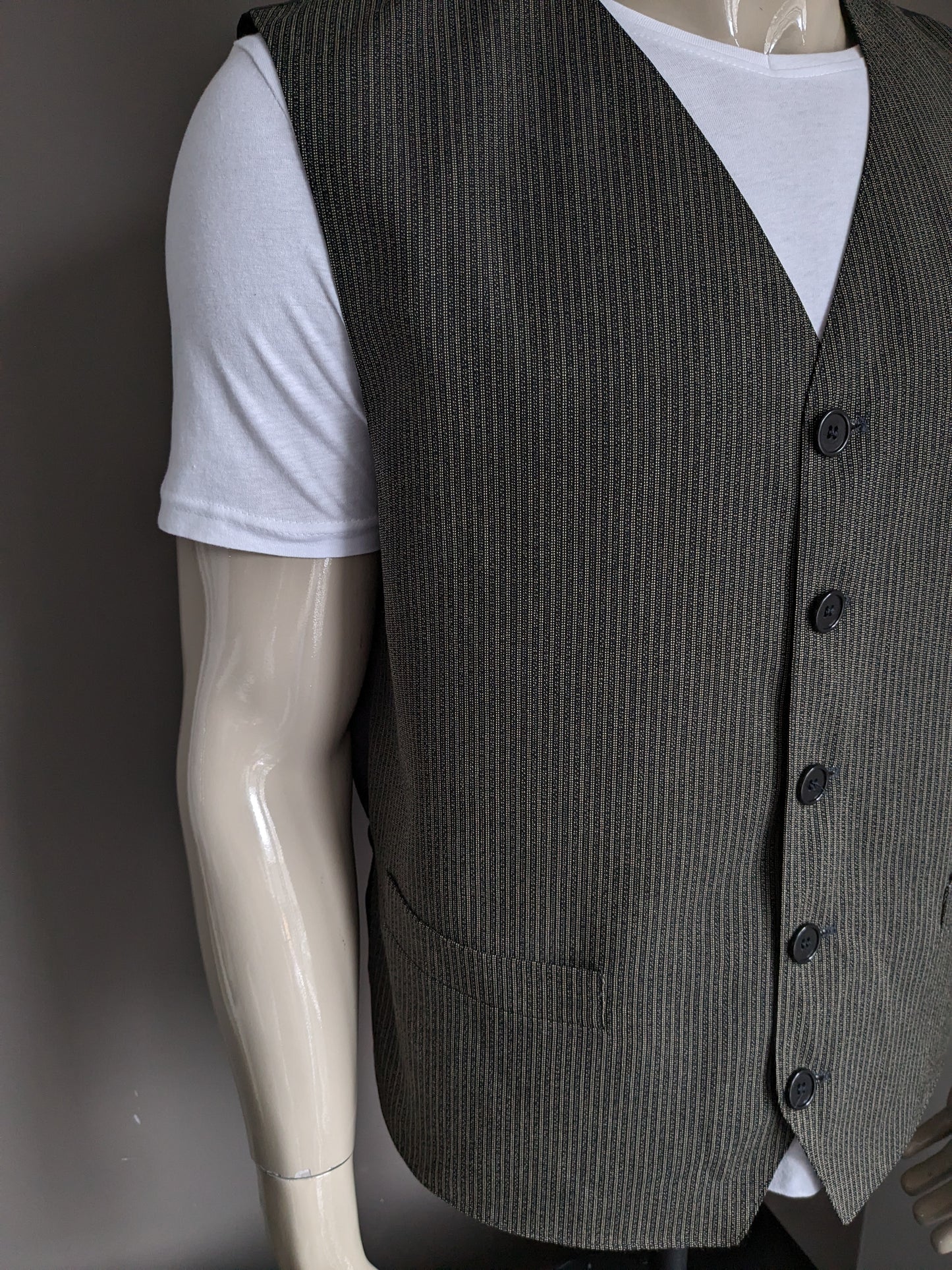 Waistcoat. Gray black striped. Size L. #329.