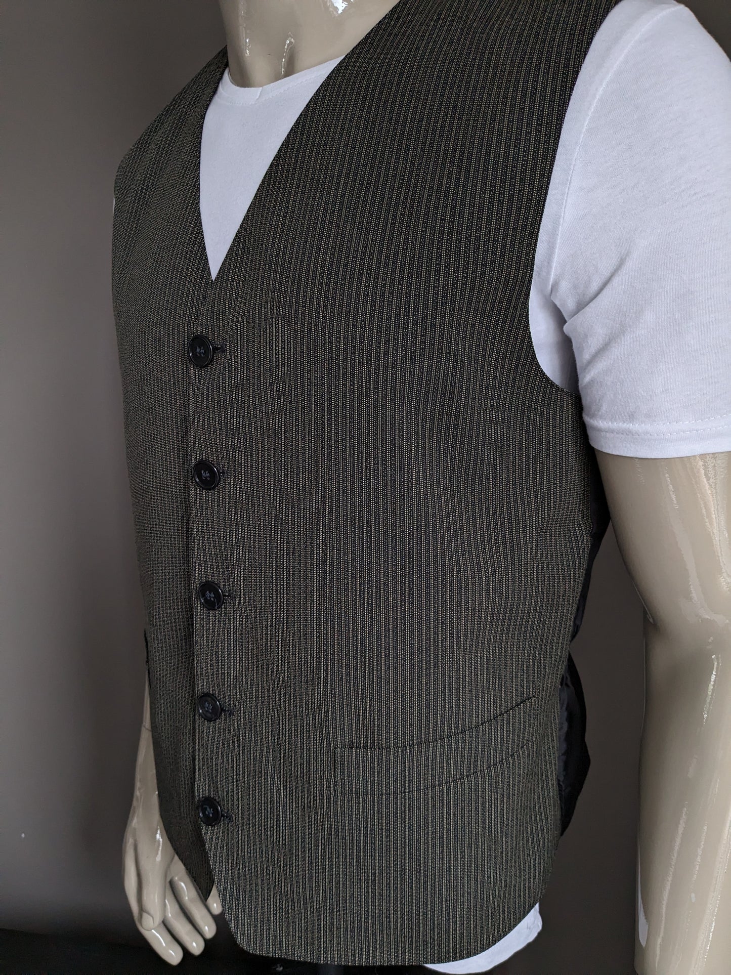 Waistcoat. Gray black striped. Size L. #329.