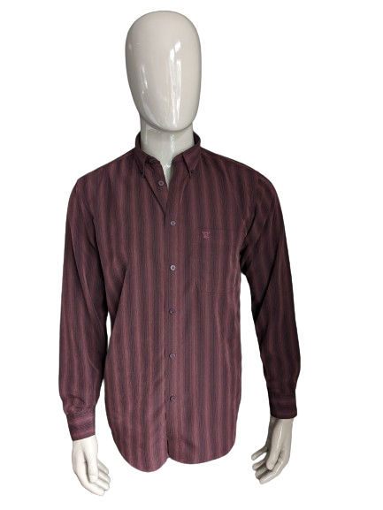 James Pringle overhemd. Bordeaux gestreept. Maat M / L.