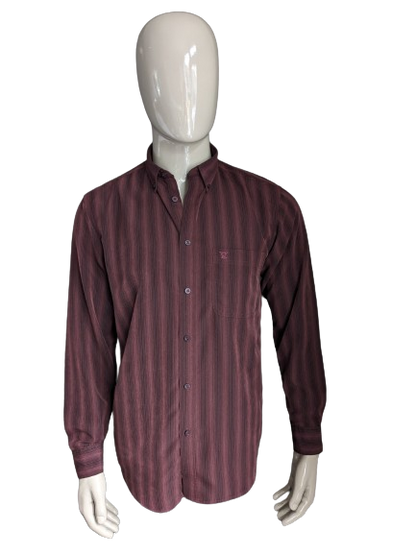 James Pringle overhemd. Bordeaux gestreept. Maat M / L.