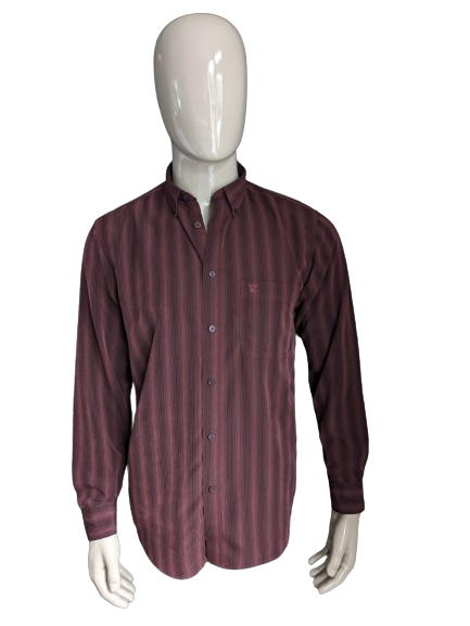 James Pringle shirt. Bordeaux striped. Size M / L.