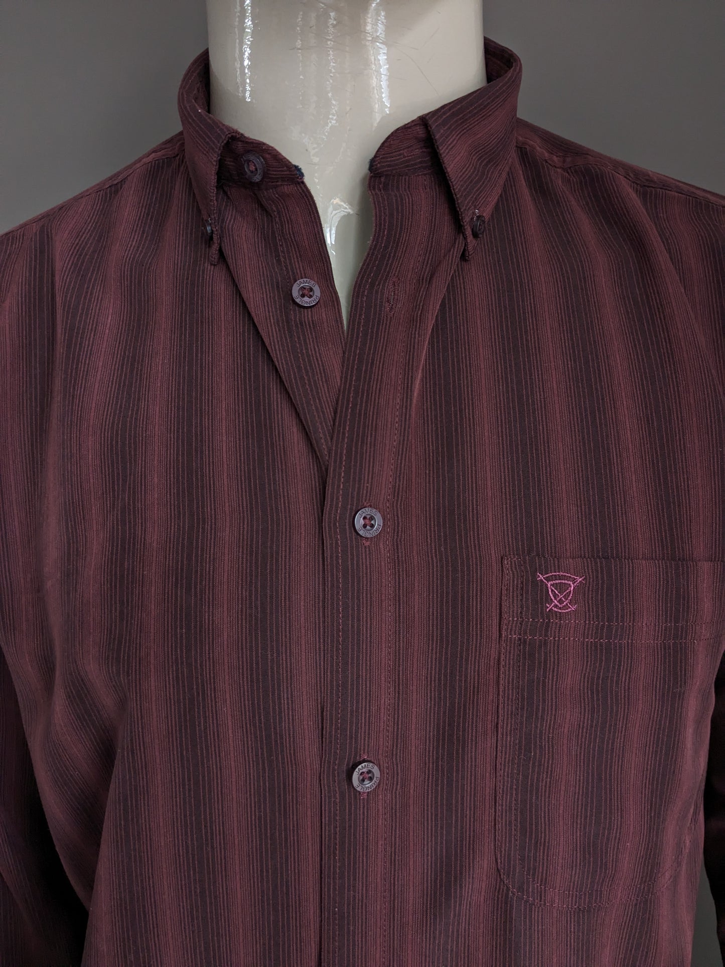 James Pringle overhemd. Bordeaux gestreept. Maat M / L.