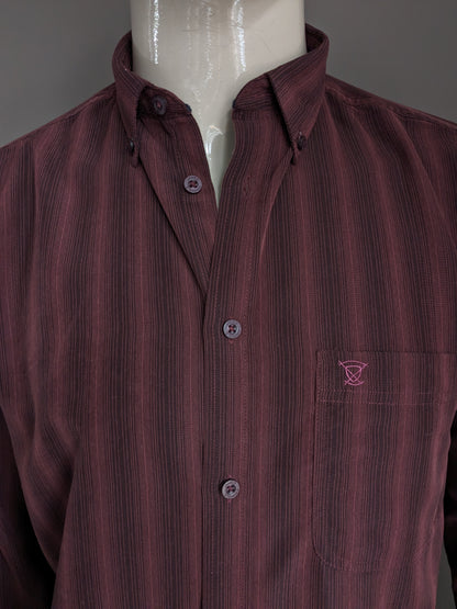 James Pringle overhemd. Bordeaux gestreept. Maat M / L.