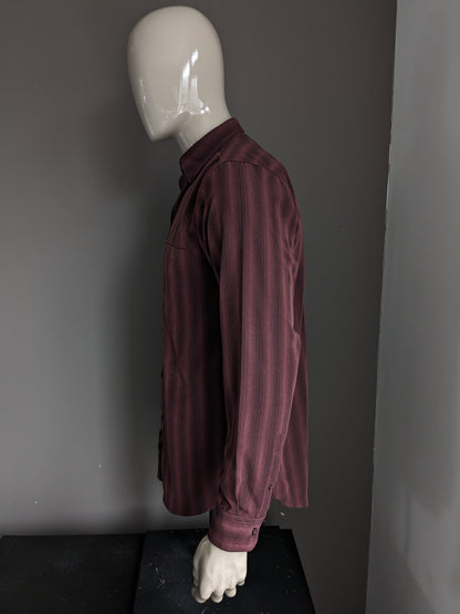 James Pringle overhemd. Bordeaux gestreept. Maat M / L.