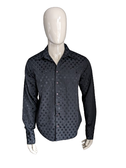Smog shirt. Black glossy dotted. Size L.