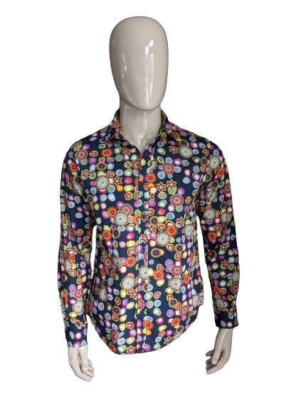 Desigual-Shirt. Farbige Punkte und Blumendruck. Größe M.