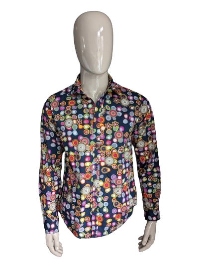 Desigual-Shirt. Farbige Punkte und Blumendruck. Größe M.