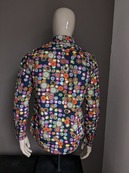 Desigual-Shirt. Farbige Punkte und Blumendruck. Größe M.