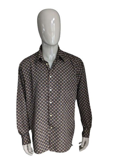 WE Men shirt. Brown Black 70's print. Size XXL / 2XL.