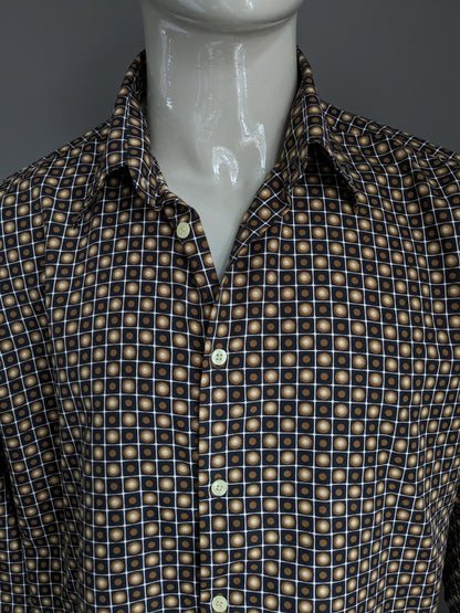 WE Men shirt. Brown Black 70's print. Size XXL / 2XL.