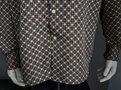 WE Men shirt. Brown Black 70's print. Size XXL / 2XL.