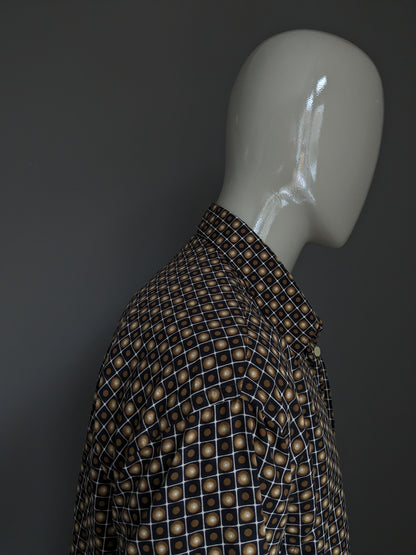 WE Men shirt. Brown Black 70's print. Size XXL / 2XL.