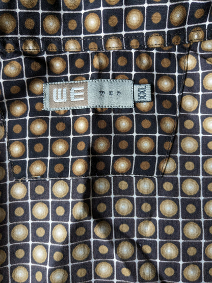 WE Men shirt. Brown Black 70's print. Size XXL / 2XL.