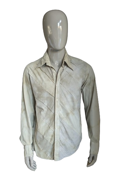 Jack & Jones Vintage look overhemd met puntkraag. Licht Bruin Grijze print. Maat XL.