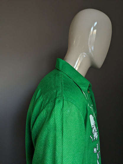 Desigual shirt. Green and white dotted with print. Size XL.