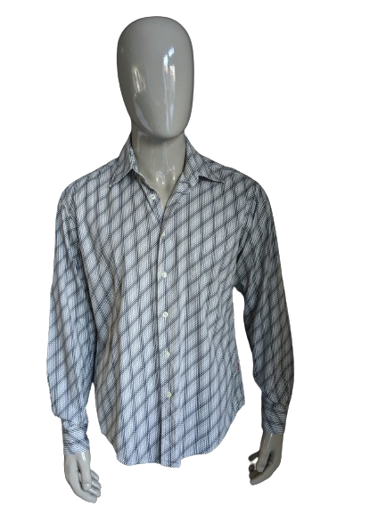Esprit overhemd. Beige Grijze print. Maat L.