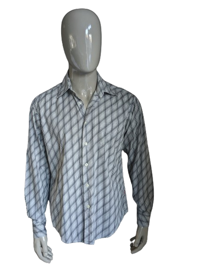 Esprit overhemd. Beige Grijze print. Maat L.