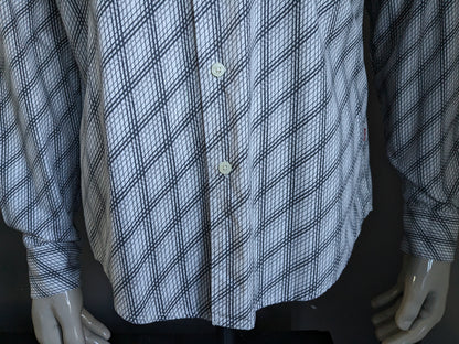 Esprit overhemd. Beige Grijze print. Maat L.