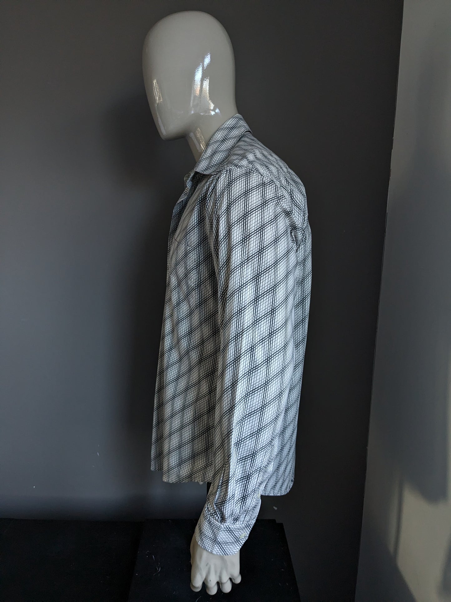 Esprit overhemd. Beige Grijze print. Maat L.