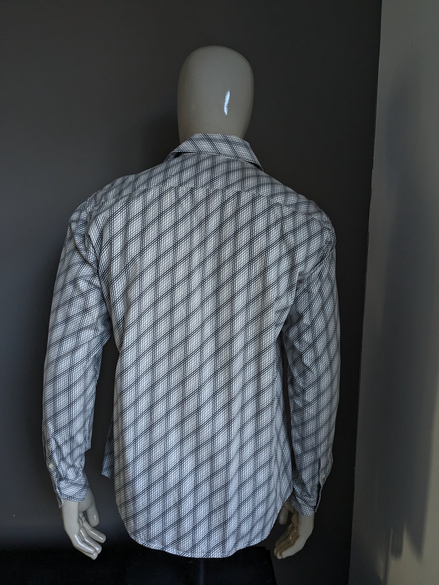 Esprit overhemd. Beige Grijze print. Maat L.