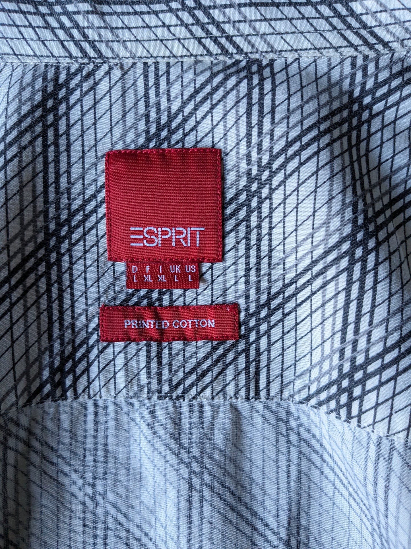 Esprit overhemd. Beige Grijze print. Maat L.