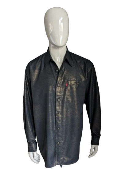 Chemise Shirt.com. Pointillés de couleur or noir. Beaux boutons. Taille XL/XXL-2XL.