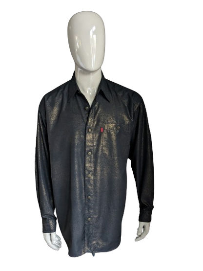 Chemise Shirt.com. Pointillés de couleur or noir. Beaux boutons. Taille XL/XXL-2XL.